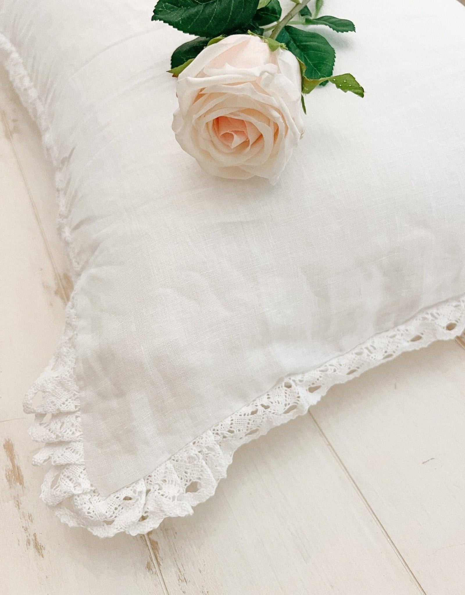 French Linen Crochet Lace Sham - Slightly Imperfect - Ivory Lane Home