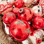 Lot of Vintage Shiny Red Christmas Bulbs, Santa, Holiday Ornaments - Ivory Lane Home