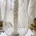 Pair of Vintage French Etched Glass Hurricane Candelabras - Ivory Lane Home