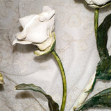 Pair of Vintage White Porcelain Roses Sconces - Ivory Lane Home