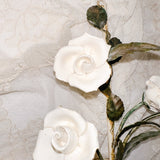 Pair of Vintage White Porcelain Roses Sconces - Ivory Lane Home