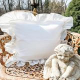 Pure White 18" x 18" Outdoor Ruffle Throw Pillow Cover - Ivory Lane Home