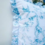 The 20" x 20" Outdoor Ruffled Aqua Bird Pillow Cover - Ivory Lane Home