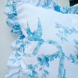 The 20" x 20" Outdoor Ruffled Aqua Bird Pillow Cover - Ivory Lane Home