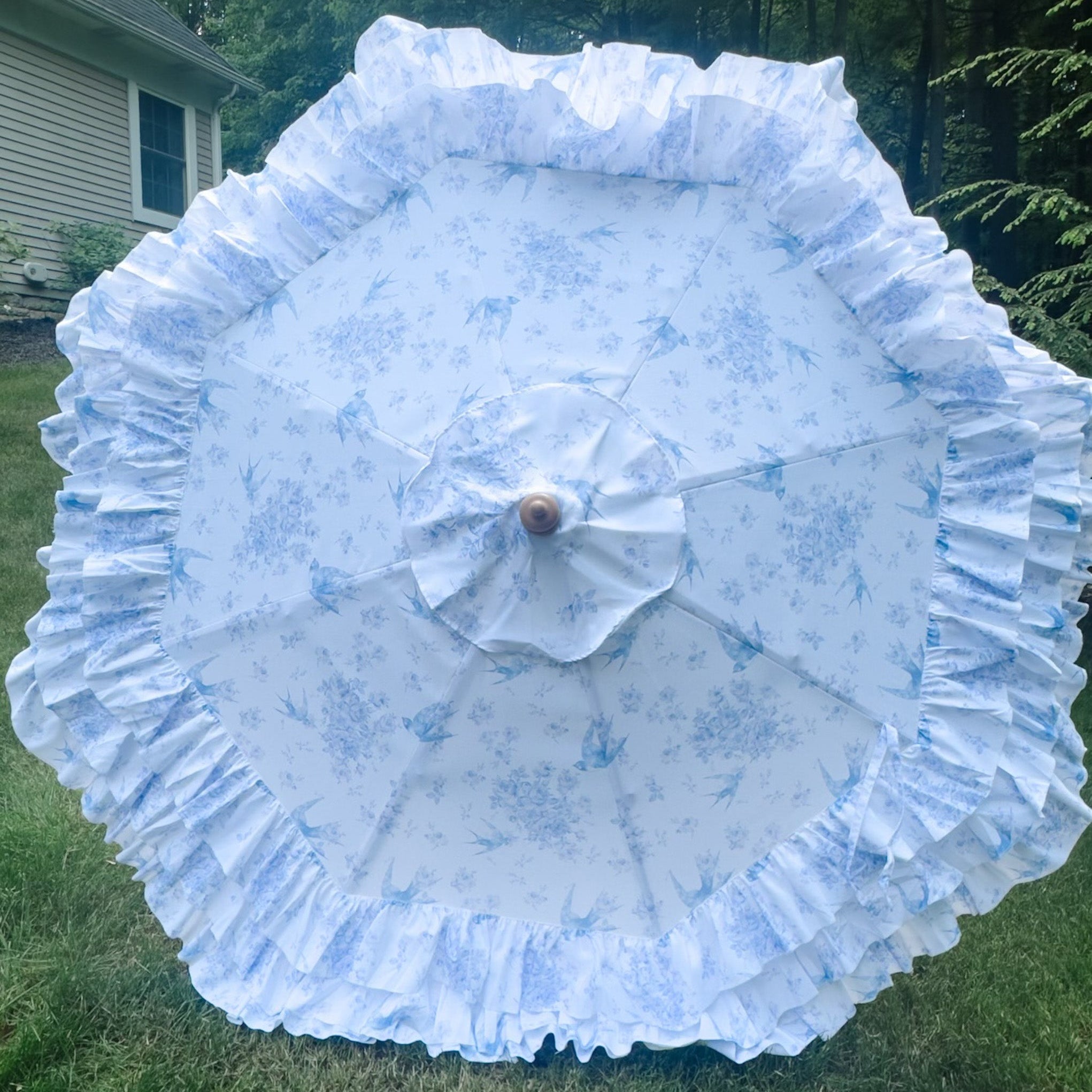 The Ruffled Bluebird 9ft Outdoor Patio Umbrella - Ivory Lane Home