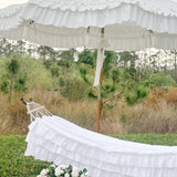 The Ruffled White 9ft Outdoor Patio Umbrella - PREORDER - Ivory Lane Home