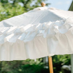 The Ruffled White 9ft Outdoor Patio Umbrella - PREORDER - Ivory Lane Home