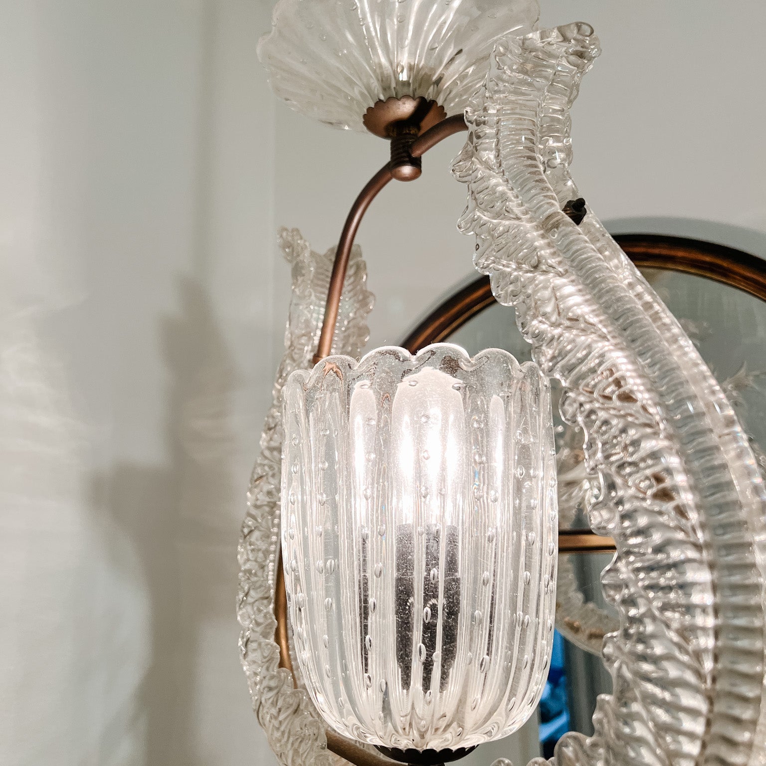 Vintage Art Deco Murano Glass Ceiling Pendant Chandelier Barovier and Toso - Ivory Lane Home