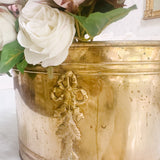 Vintage Brass Ribbon Planter with Handles - Ivory Lane Home