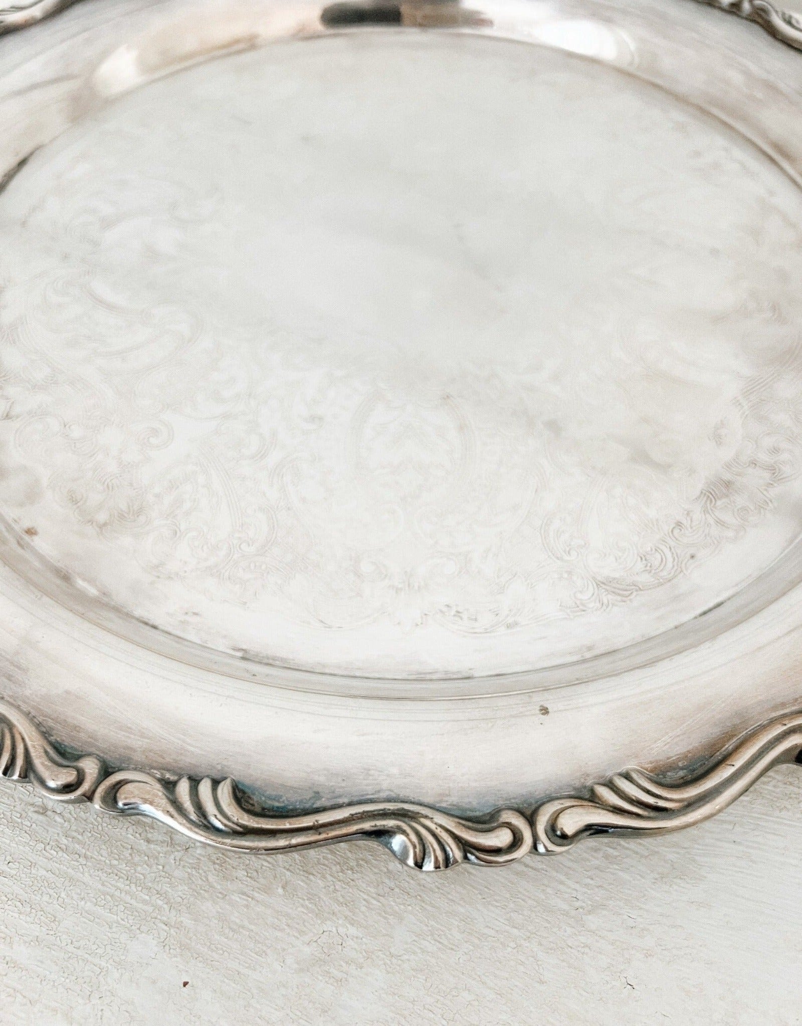 Vintage English Silver Plated Conservatory Tray - Ivory Lane Home