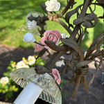 Vintage French 3 - Light Porcelain Rose Chandelier - Ivory Lane Home