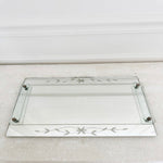 Vintage French Floral Etched Mirror Tray with Handles - Ivory Lane Home