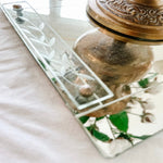 Vintage French Floral Etched Mirror Tray with Handles - Ivory Lane Home