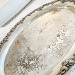 Antique silverplated oval silver engraved tray