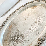 Antique silverplated oval silver engraved tray